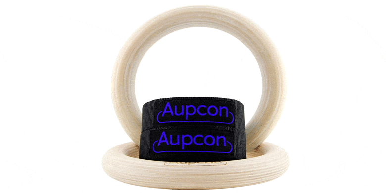 AUPCON Wooden Gymnastic Rings with Heavy Duty Adjustable Straps